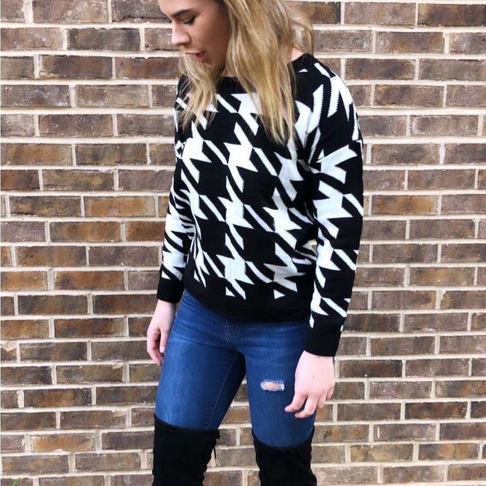 Black and White Geometric Sweater